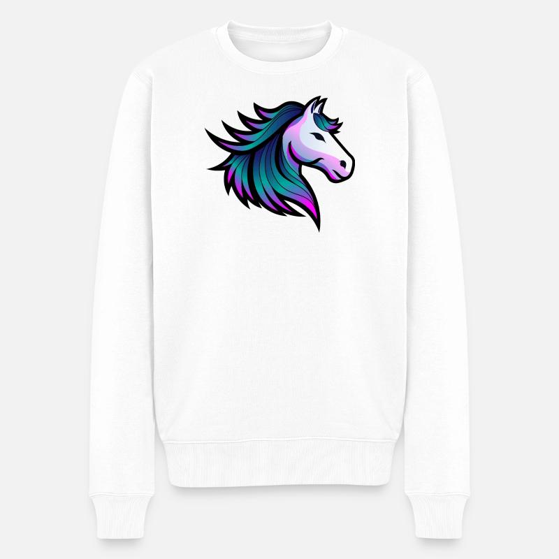 Indigo-Geist-Pferd-Illustration - Männer Premium Bio Pullover - Weiß