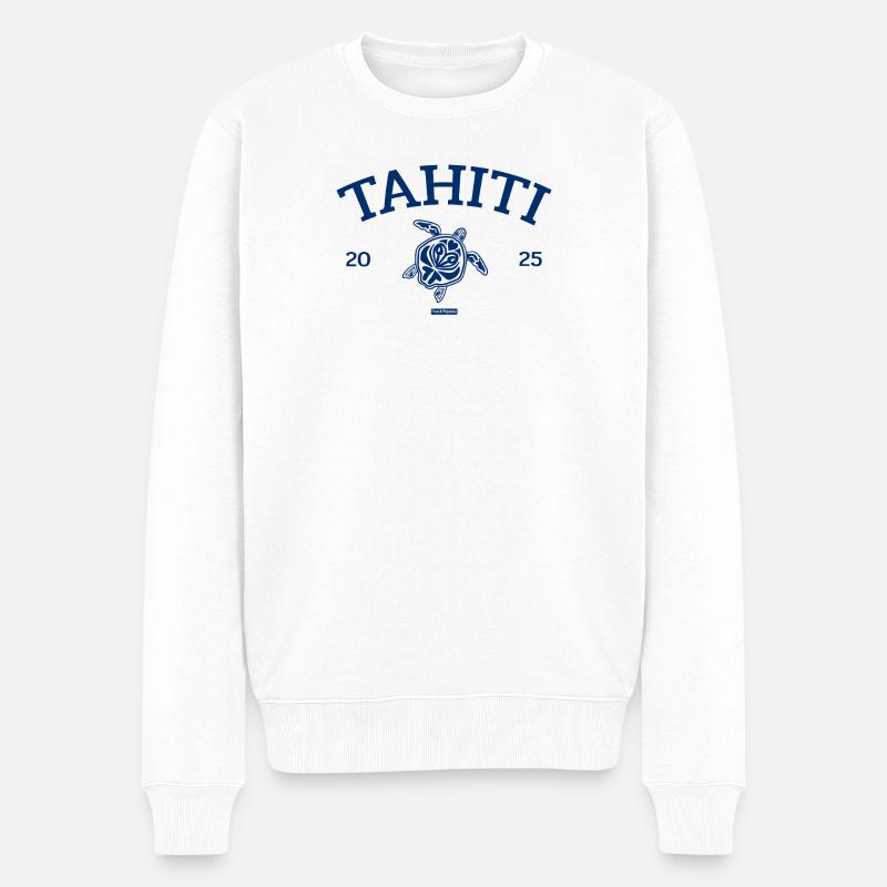 Tahiti - Turtle - French Polynesia - Schildkröte - Männer Premium Bio Pullover - Weiß