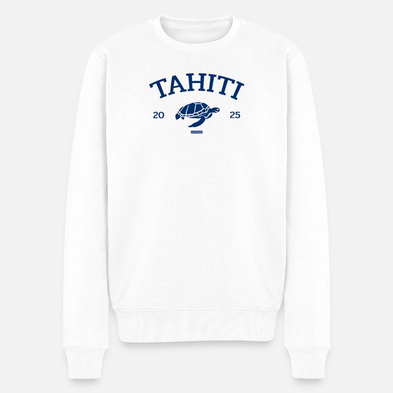Tahiti - Turtle - French Polynesia - Schildkröte - Männer Premium Bio Pullover - Weiß