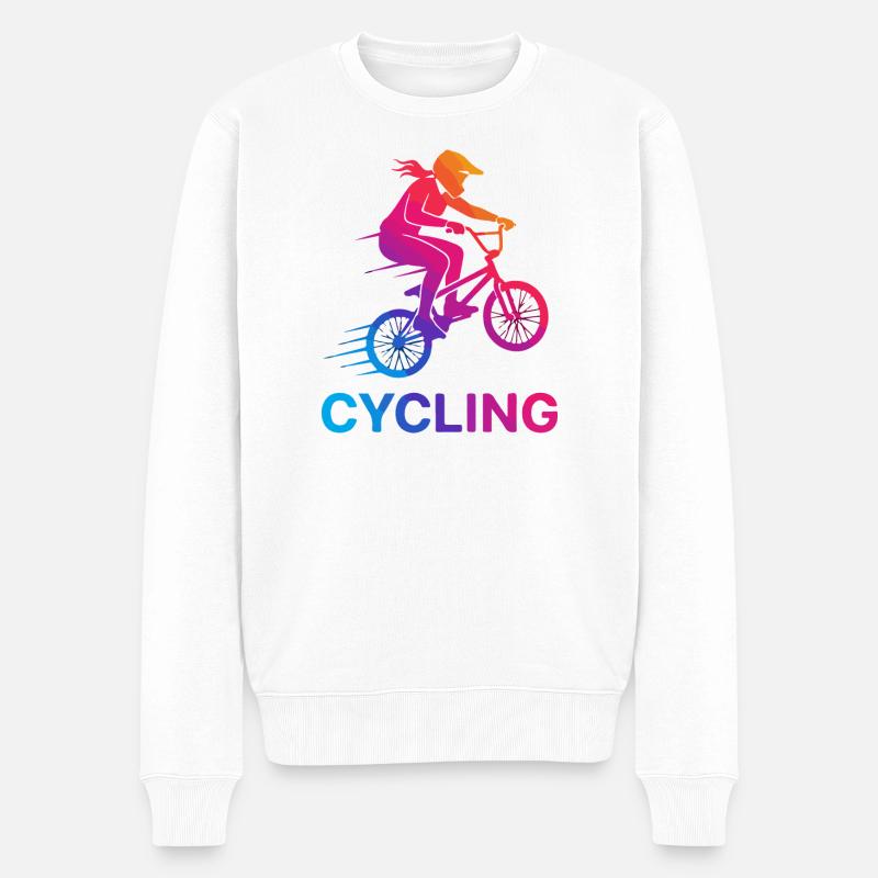 Gradient Cyclist Silhouette - Männer Premium Bio Pullover - Weiß