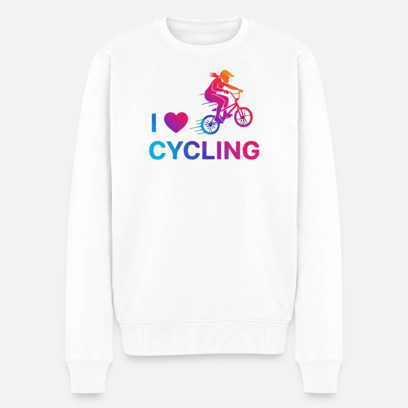 Ich liebe Cycling Heart - Männer Premium Bio Pullover - Weiß