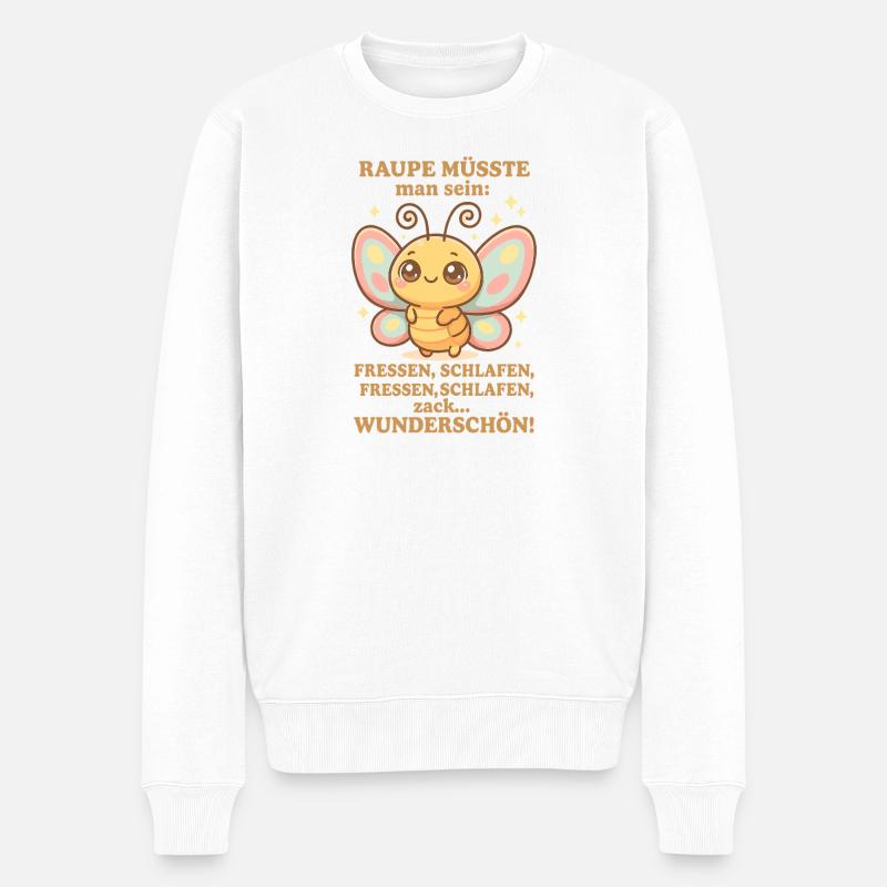 Diction de chenille – Zack Beautiful - Pull Premium bio Homme - blanc