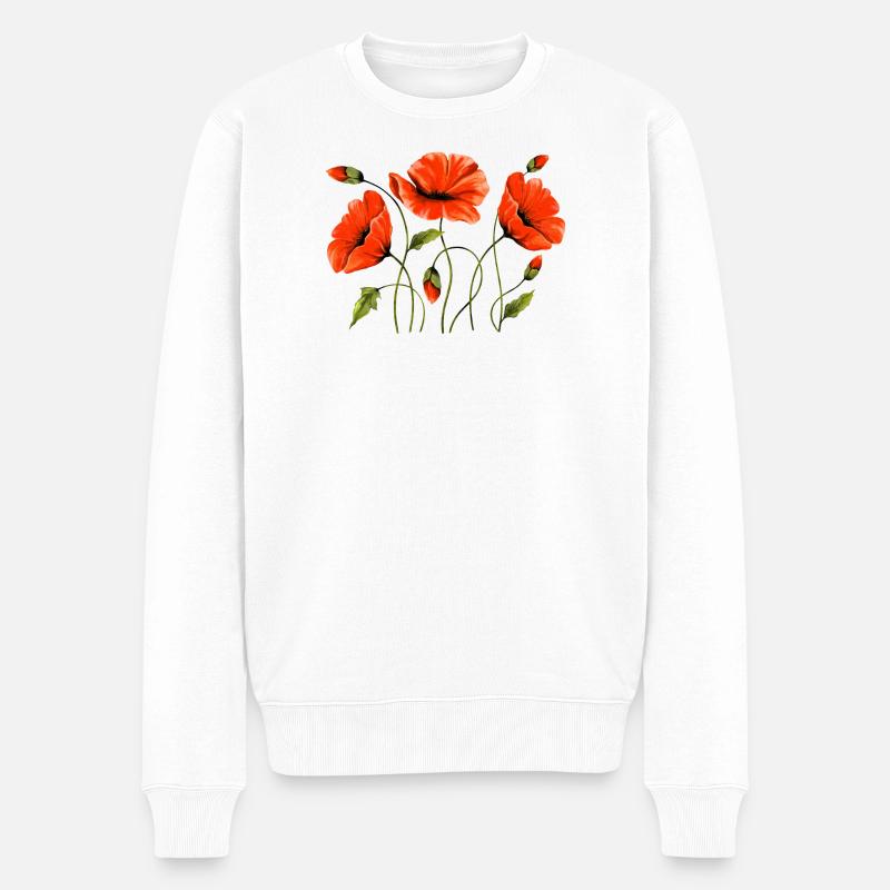 Blumen - Männer Premium Bio Pullover - Weiß