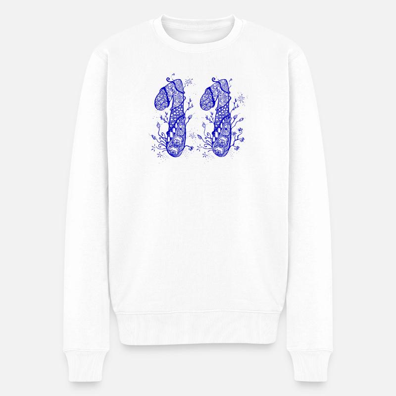 11_Zahl_Zen - Männer Premium Bio Pullover - Weiß