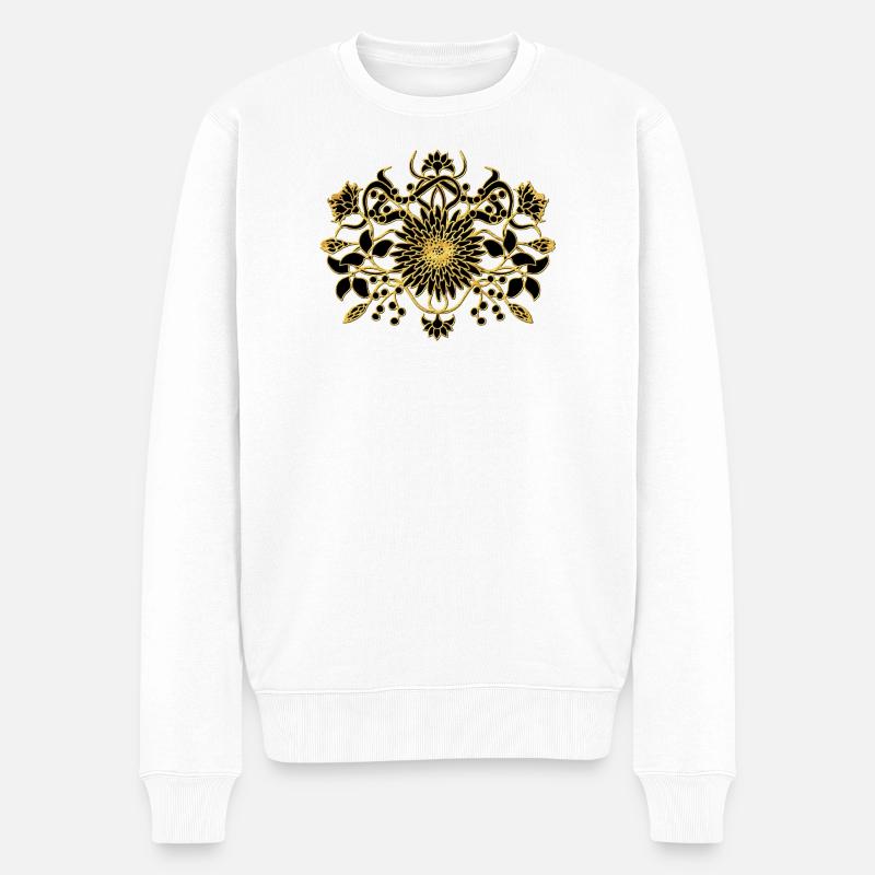 Blumen - Männer Premium Bio Pullover - Weiß