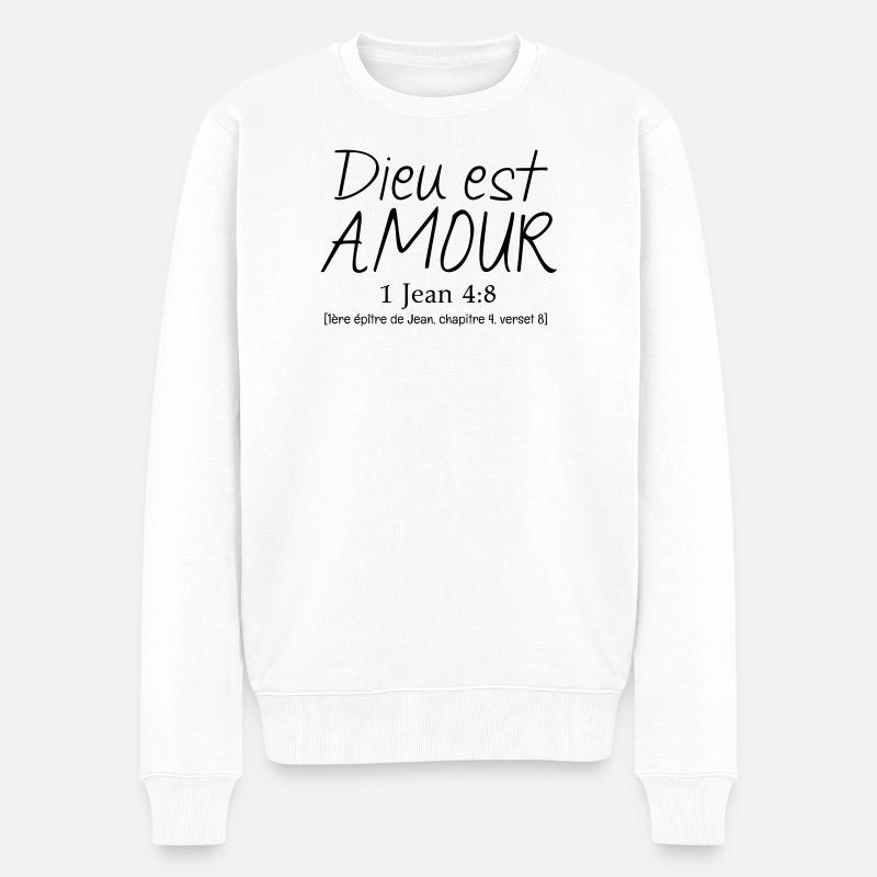 Gott ist Liebe - Männer Premium Bio Pullover - Weiß