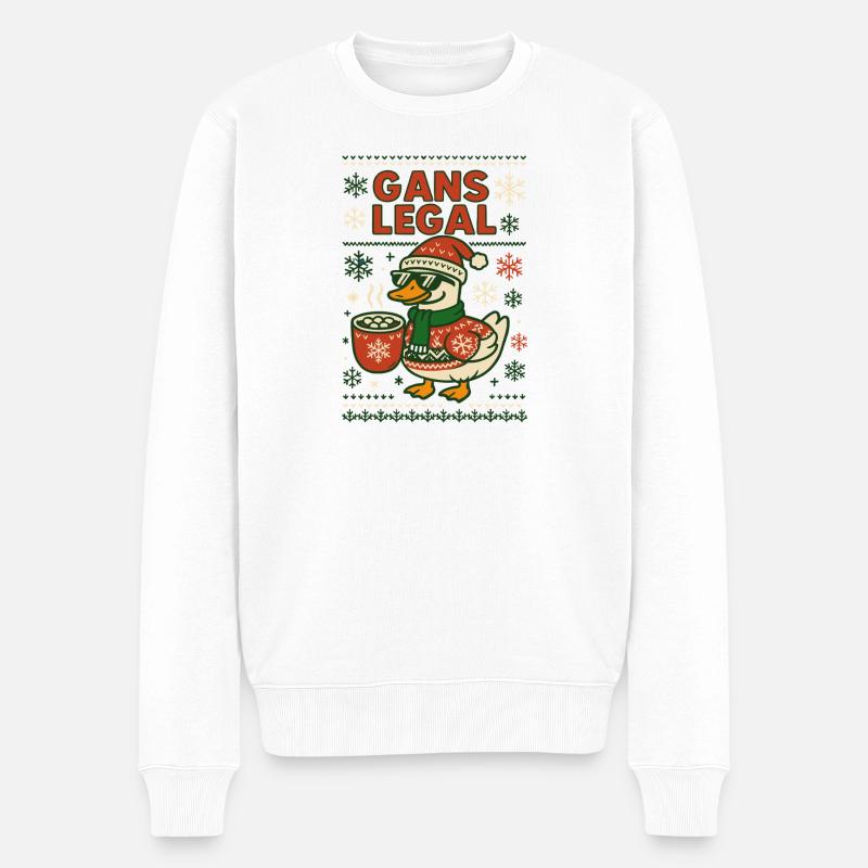 Gans Legal Weihnachtsgans Lustiger Spruch - Männer Premium Bio Pullover - Weiß