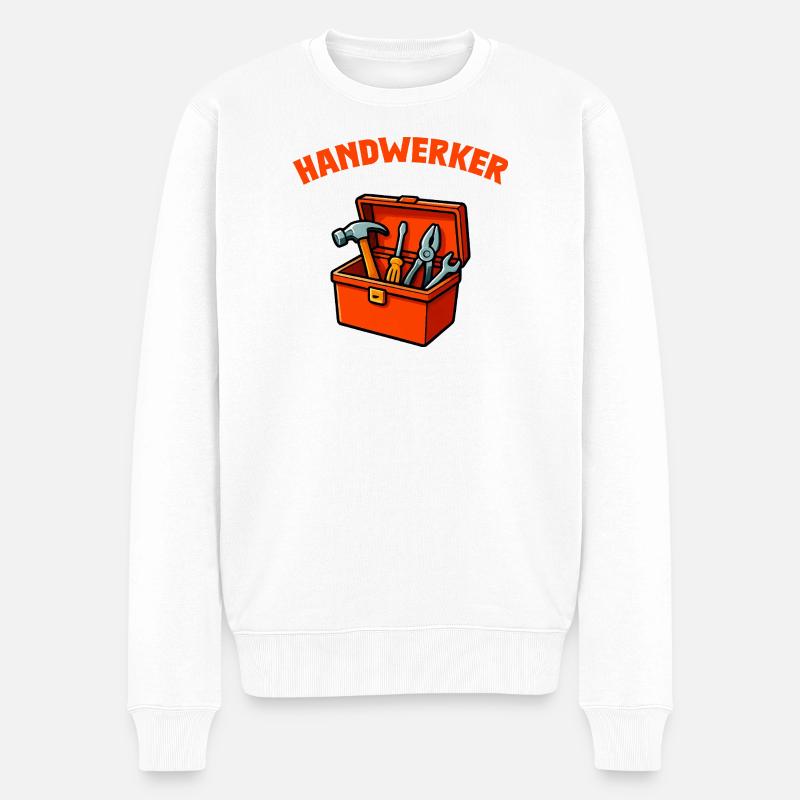 Handwerker Werkzeugkasten Motiv - Männer Premium Bio Pullover - Weiß