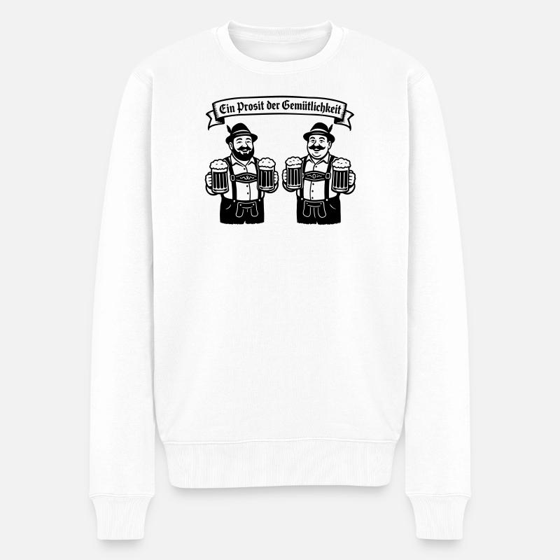 Bier männer - Ein Prosit der Gemütlichkeit - Männer Premium Bio Pullover - Weiß