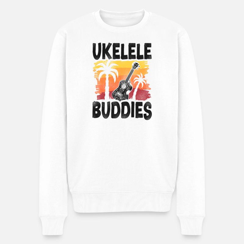 Hawaiian Ukulele Uke Besties - Männer Premium Bio Pullover - Weiß