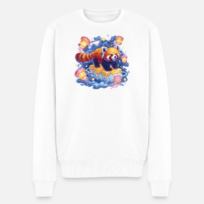Roter Panda auf Honigkuchen - Männer Premium Bio Pullover - Weiß