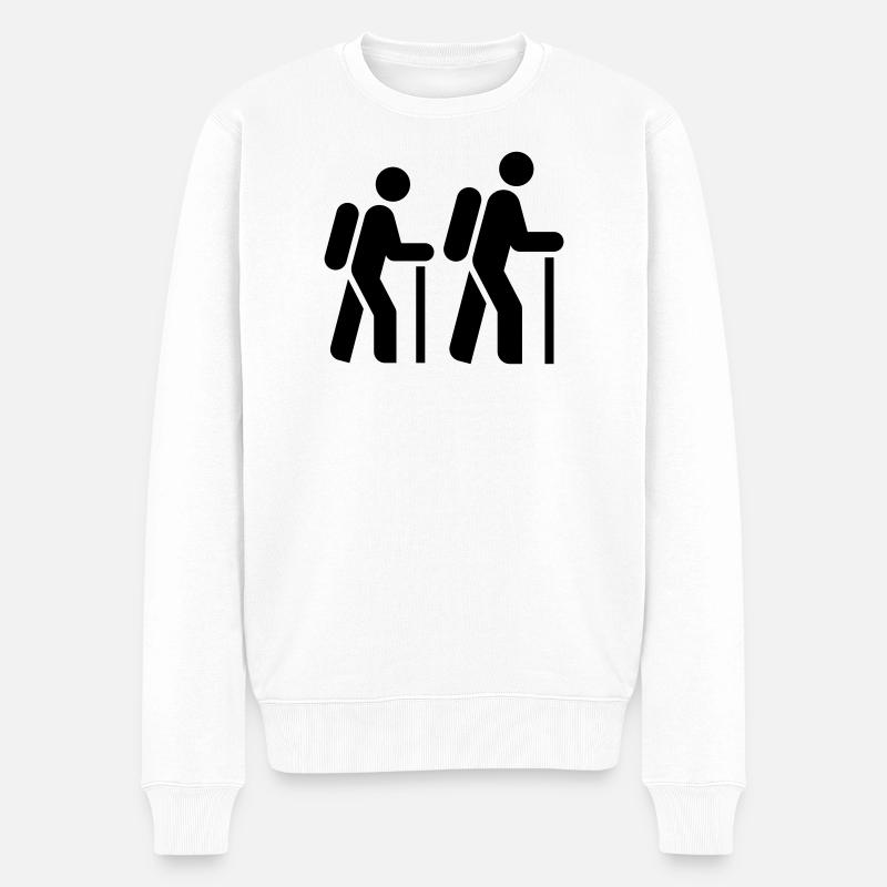 Wanderer, Pilger, Tourist, Pilgerweg - Männer Premium Bio Pullover - Weiß