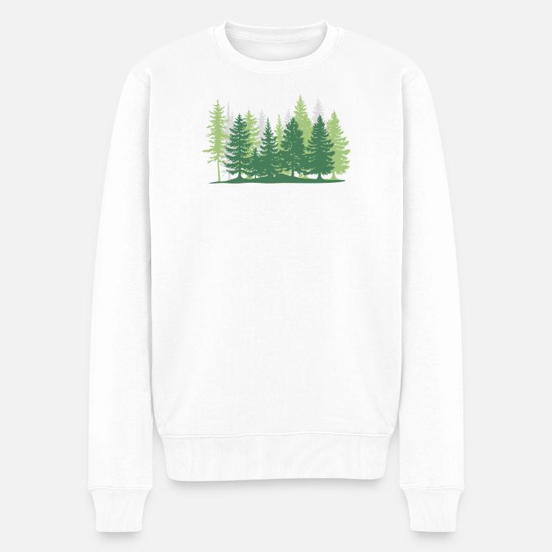 Forêt arbre verts - Pull Premium bio Homme - blanc