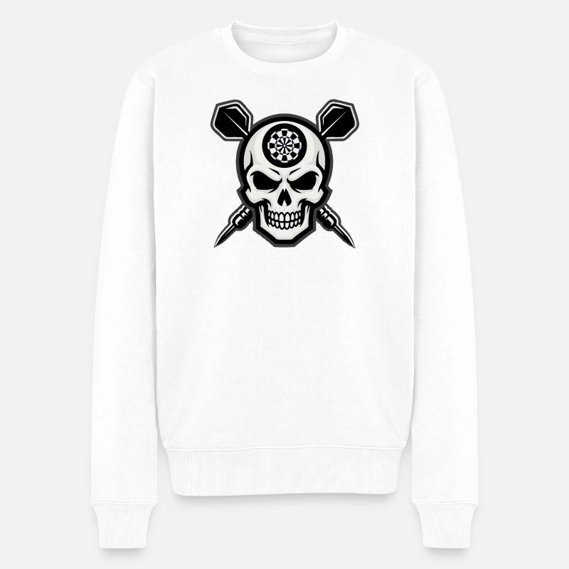 Dart Skull Kneipenstyle - Männer Premium Bio Pullover - Weiß