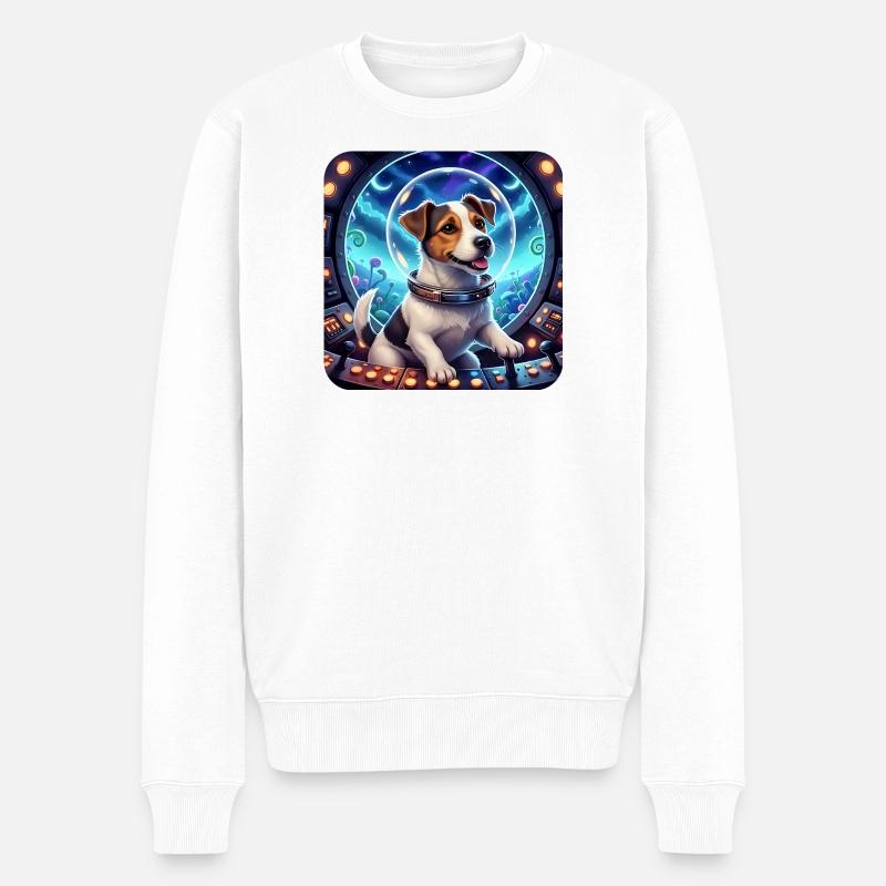 Chiot Cosmique dans la capsule spatiale - Pull Premium bio Homme - blanc