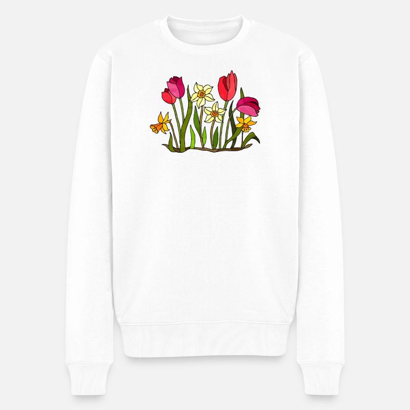 Blumen - Männer Premium Bio Pullover - Weiß
