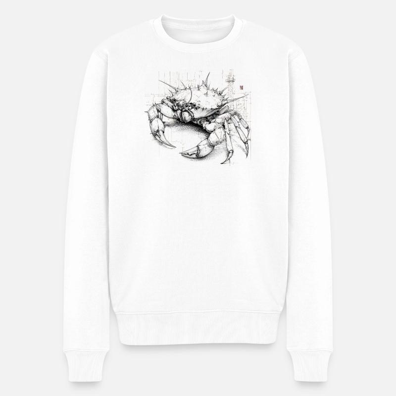 Düstere mechanische Krabben-Illustration - Männer Premium Bio Pullover - Weiß