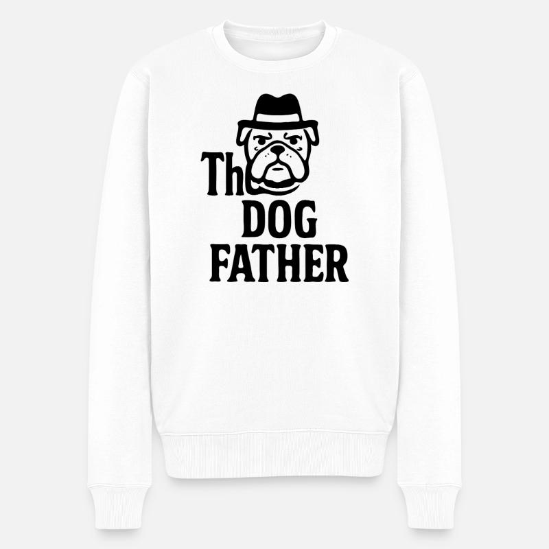 Das Maskottchen-Maskottchen-Design des Hundevaters Bulldoggenhuts - Männer Premium Bio Pullover - Weiß