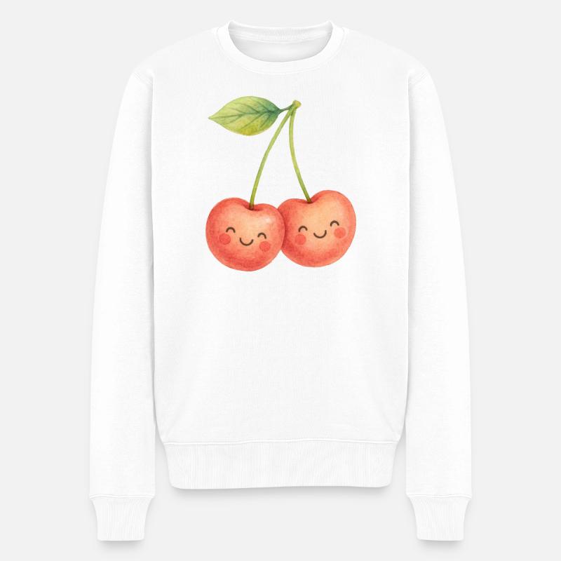 Kuschelige Kirschpärchen Kirsche Obst Sommer Liebe - Männer Premium Bio Pullover - Weiß