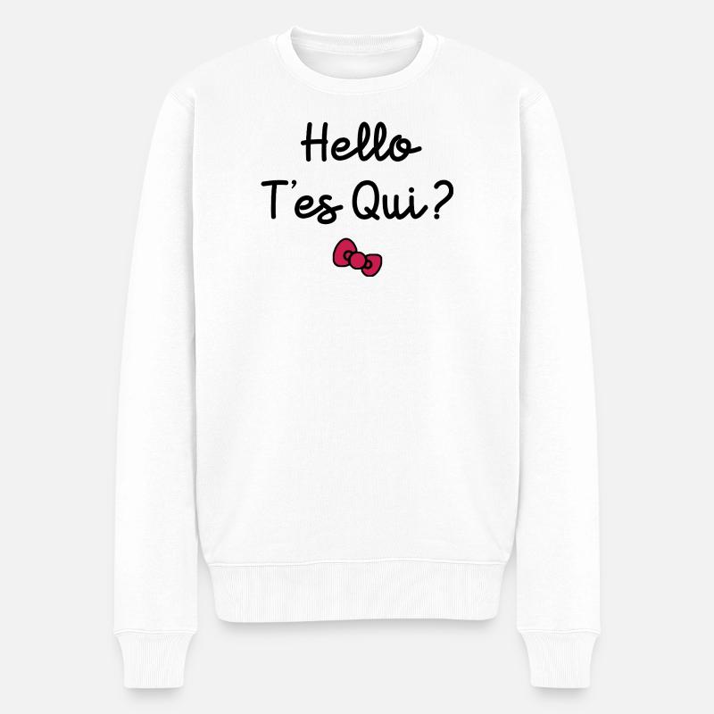 HALLO, WER BIST DU? - Männer Premium Bio Pullover - Weiß