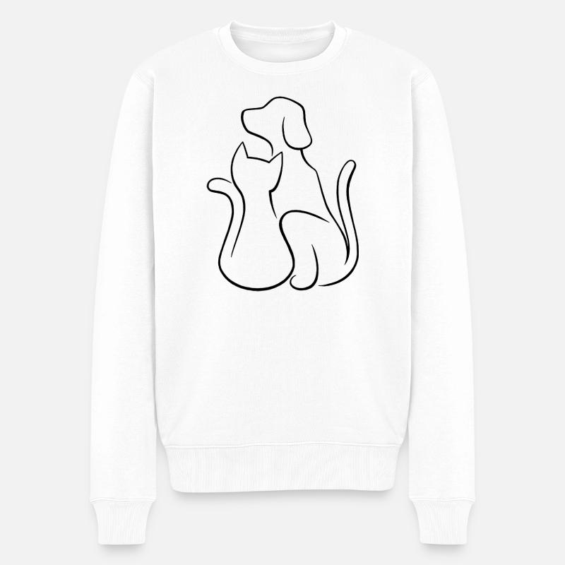 L’amour des animaux par les chiens et les chats - Pull Premium bio Homme - blanc