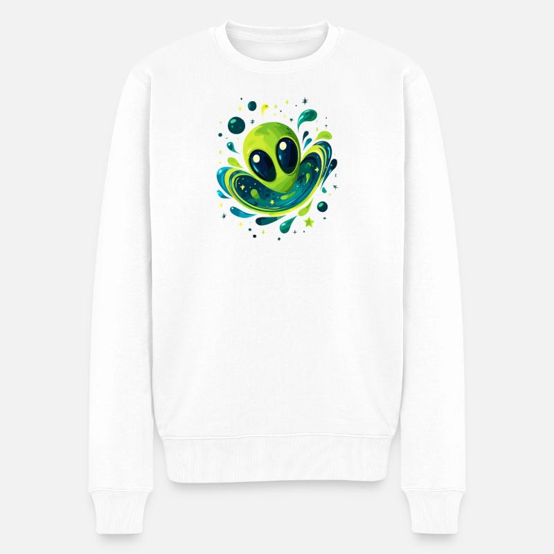 Galaktischer Alien Wirbel - Männer Premium Bio Pullover - Weiß