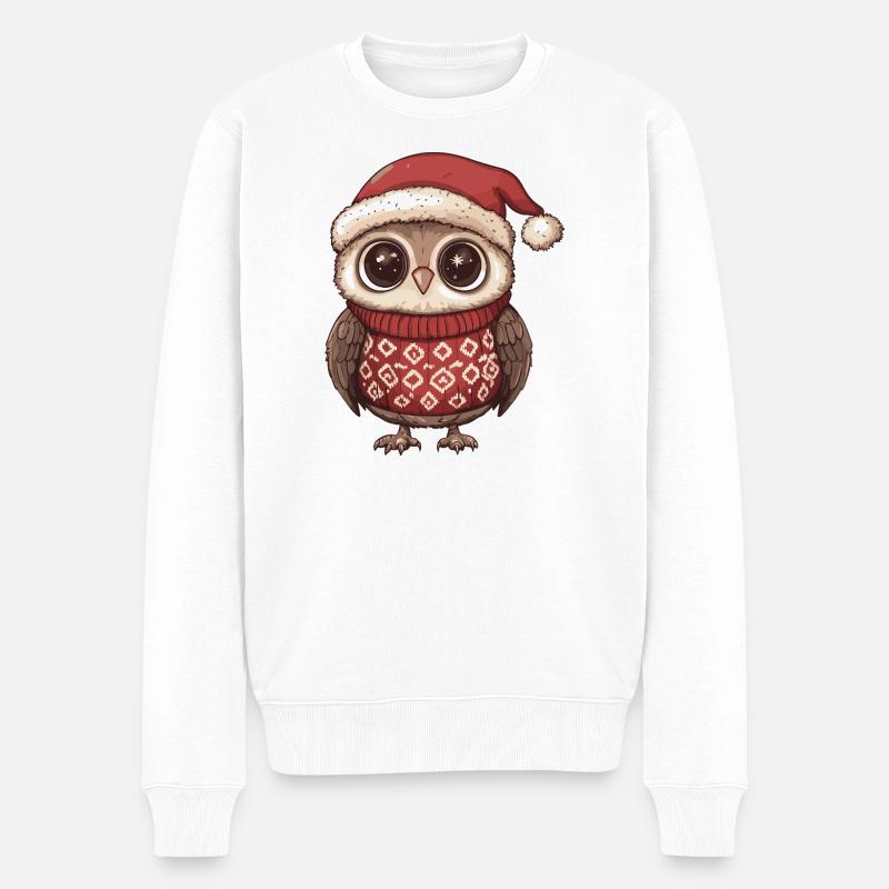 Eule Weihnachten Xmas - Männer Premium Bio Pullover - Weiß