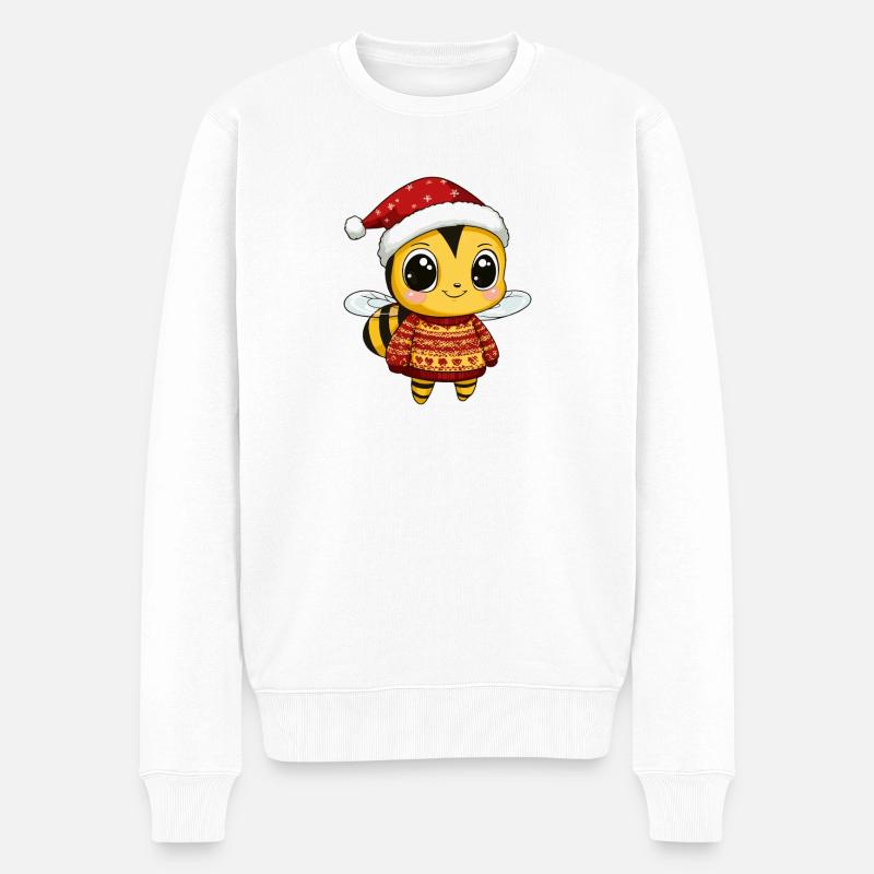 Biene Weihnachten Xmas - Männer Premium Bio Pullover - Weiß