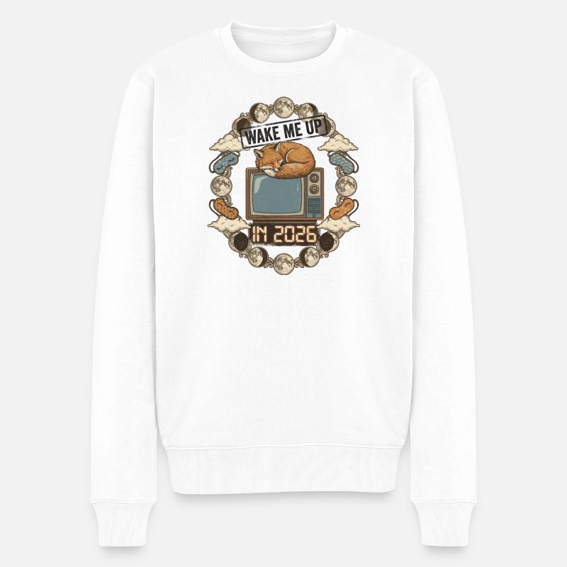 Wake Me Up In 2026 - Männer Premium Bio Pullover - Weiß
