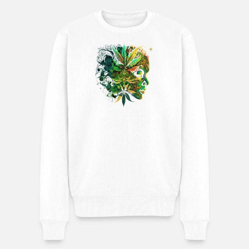 Visage du cannabis psychédélique - Pull Premium bio Homme - blanc
