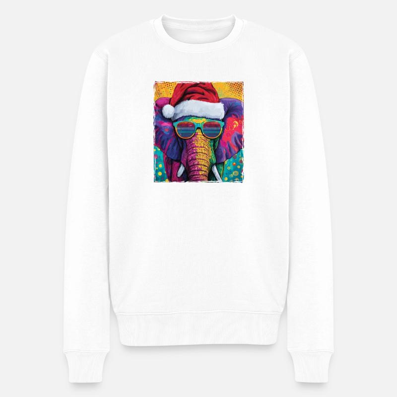 Portrait de Noël d’éléphant - Pull Premium bio Homme - blanc