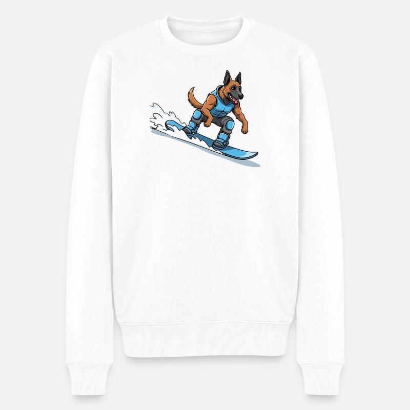 Vague de berger allemand Surfer - Pull Premium bio Homme - blanc