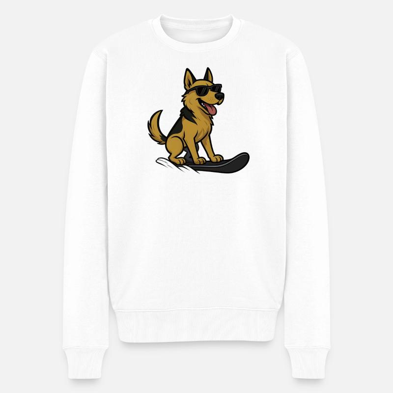 Snowboard Hund Deutscher Schäferhund Wintersport - Männer Premium Bio Pullover - Weiß