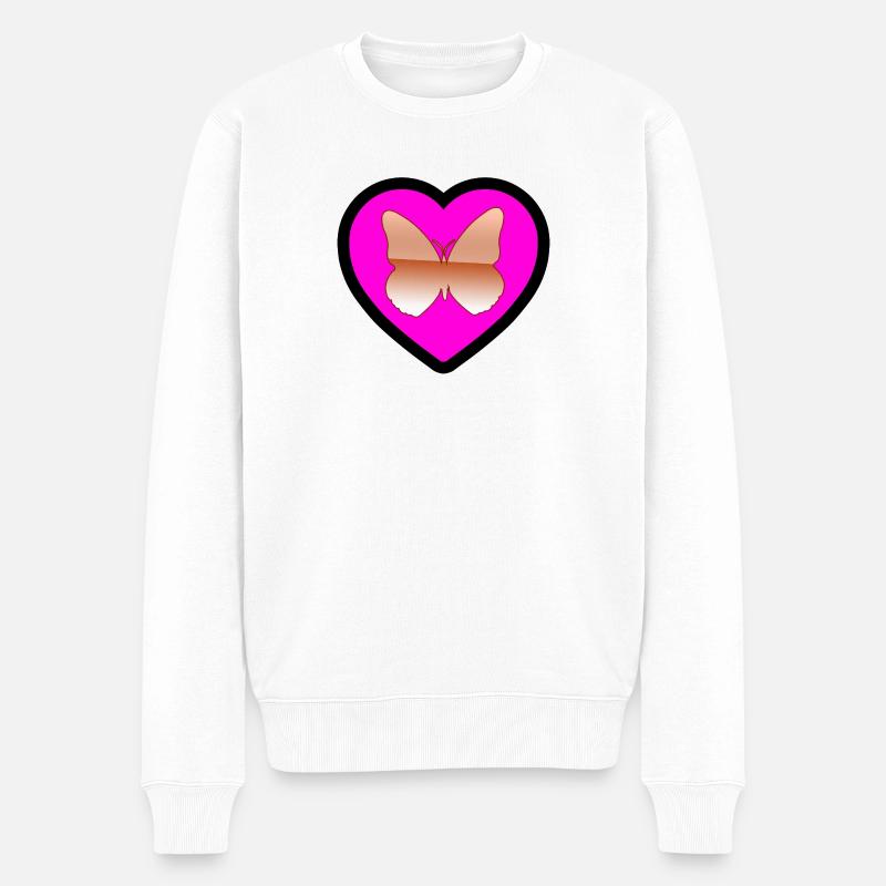 Schmetterling - Männer Premium Bio Pullover - Weiß