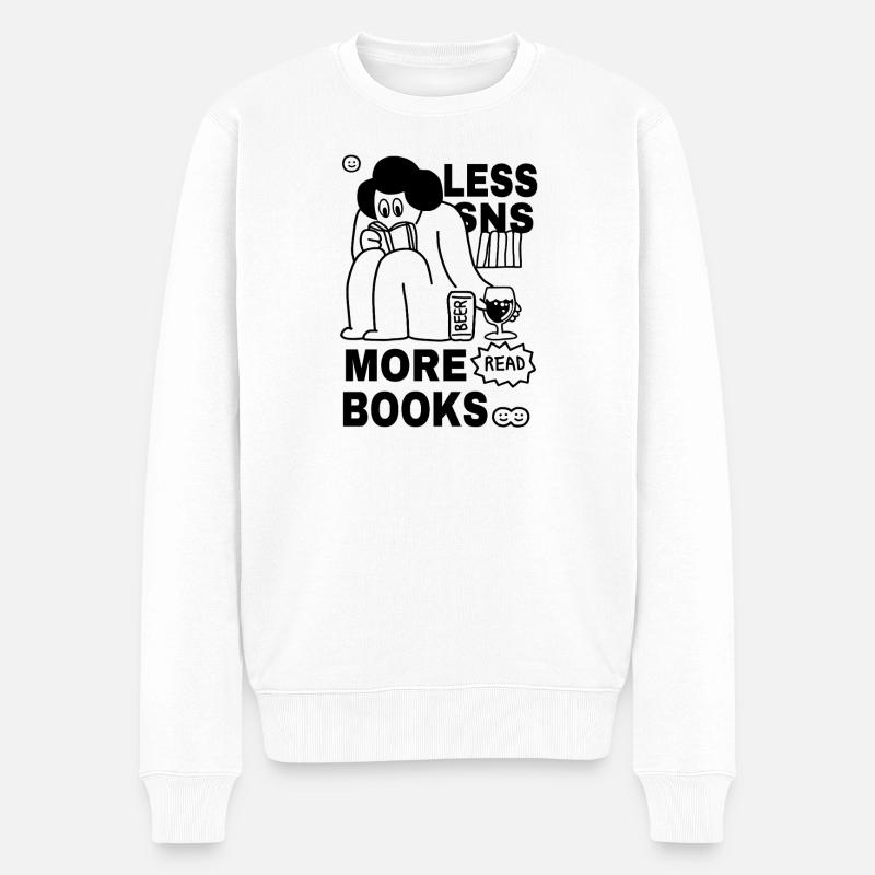 Lecture de la conception des livres - Pull Premium bio Homme - blanc