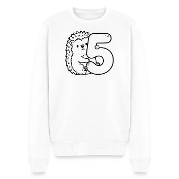 Hérisson avec illustration de dessin animé numéro 5 - Pull Premium bio Homme - blanc - Devant - Thijin (182cm)