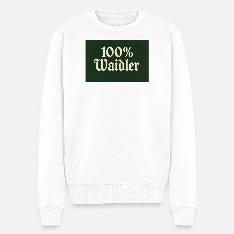 100% Waidler Gothic Stil - Männer Premium Bio Pullover - Weiß