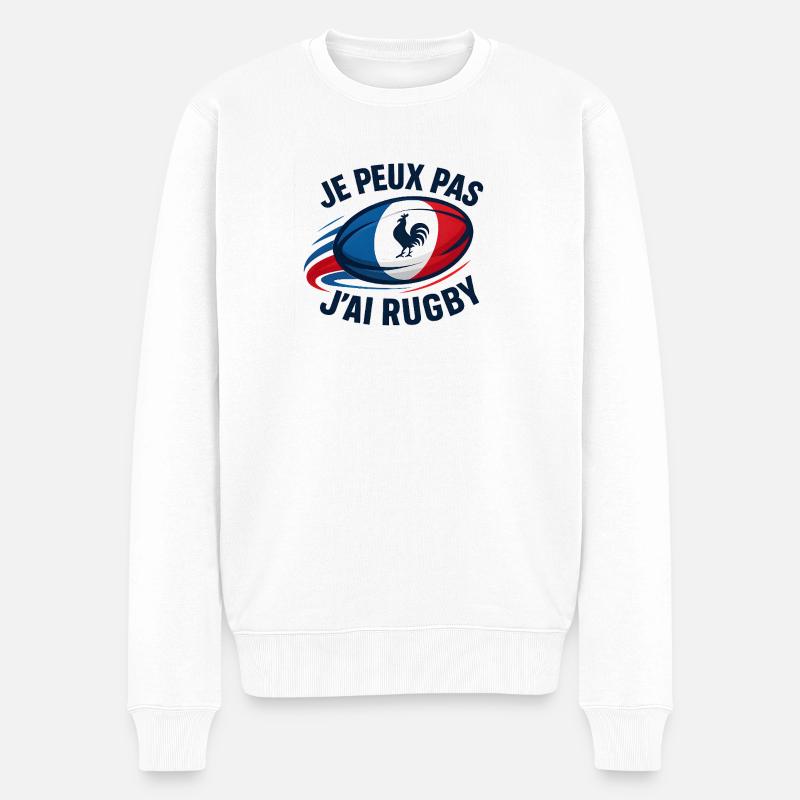Ich kann nicht, ich habe Rugby. - Männer Premium Bio Pullover - Weiß