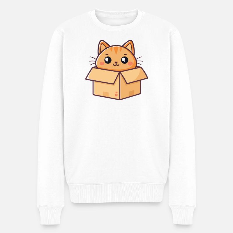 Charming Boxed Kitten - Männer Premium Bio Pullover - Weiß