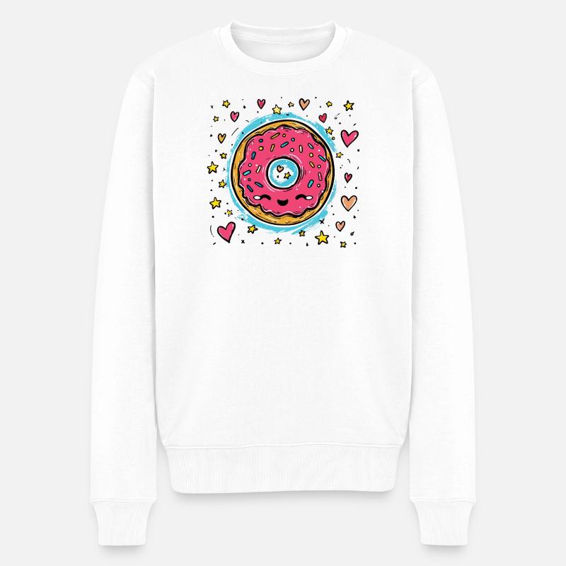 Kawaii Donut Sternenring - Männer Premium Bio Pullover - Weiß