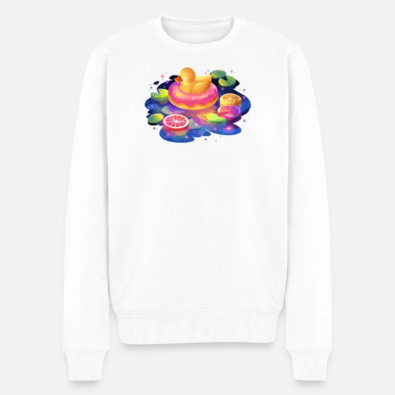 Fruchtiger Donut-Enten-Trip - Männer Premium Bio Pullover - Weiß