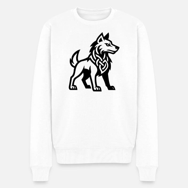 Wolf Wikinger - Männer Premium Bio Pullover - Weiß