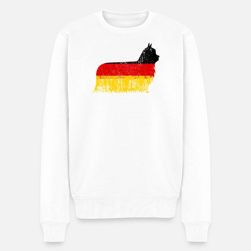 Yorkshire Terrier Drapeau de l’Allemagne - Pull Premium bio Homme - blanc