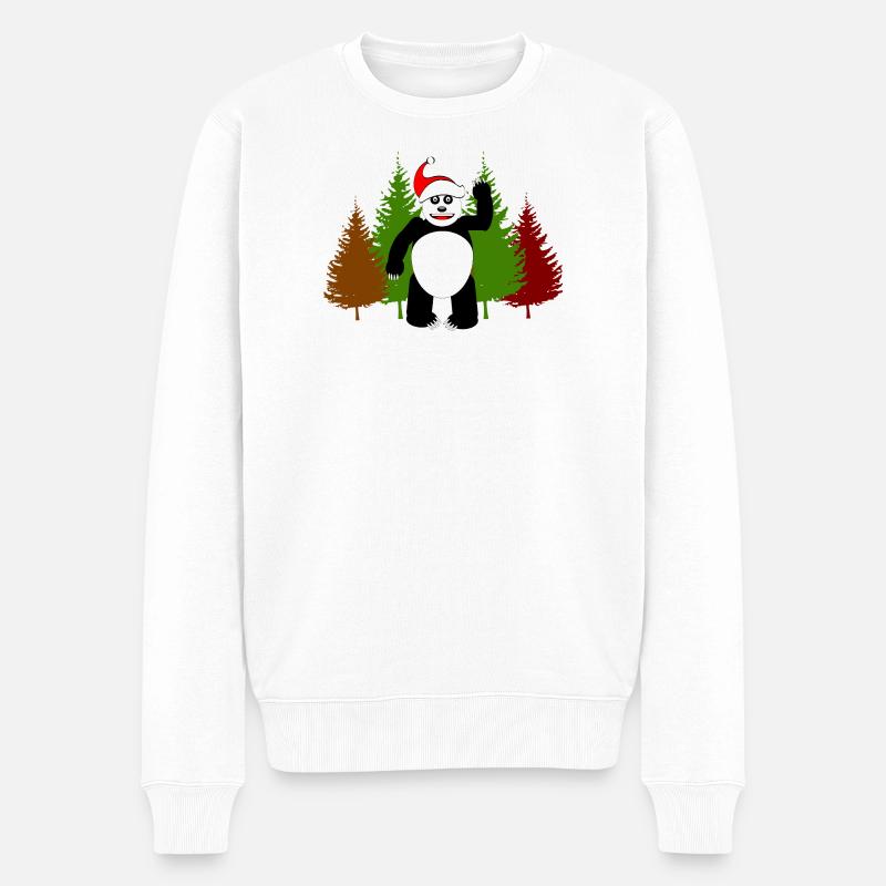 SANTA PANDA - Männer Premium Bio Pullover - Weiß