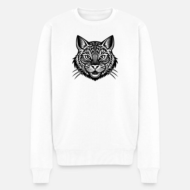 Wildkatze - Männer Premium Bio Pullover - Weiß