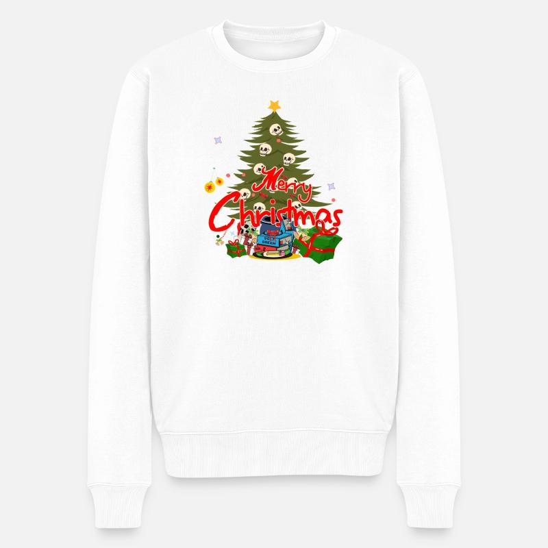 Totenkopf Weihnachten und Geschenke  - Männer Premium Bio Pullover - Weiß