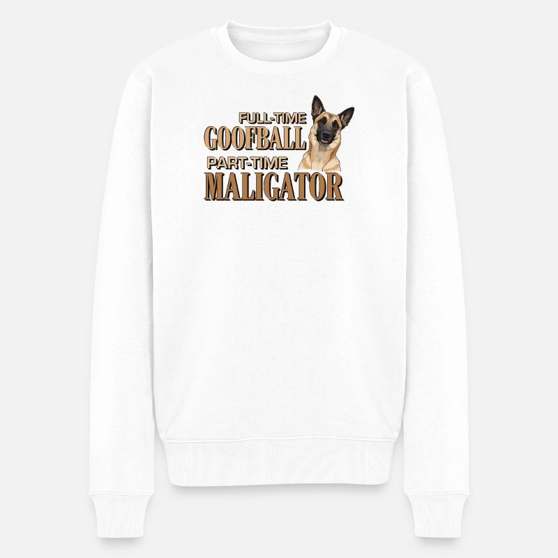 Belgischer Malinois – Tollpatsch Maligator - Männer Premium Bio Pullover - Weiß