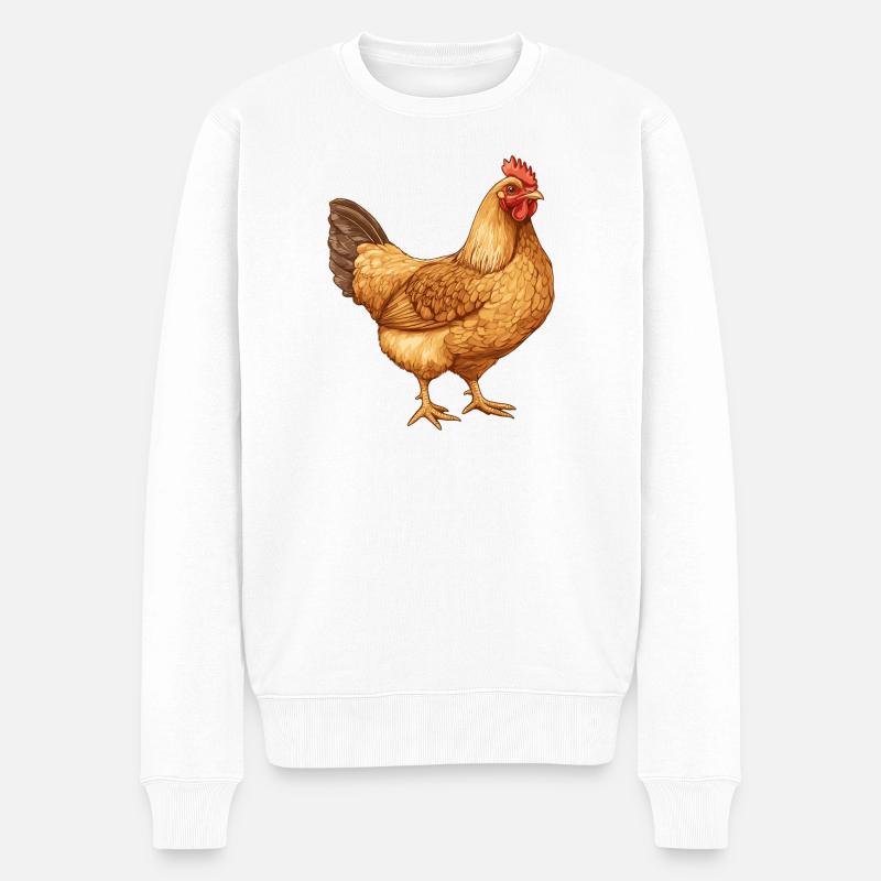 Goldene Henne Illustration - Männer Premium Bio Pullover - Weiß