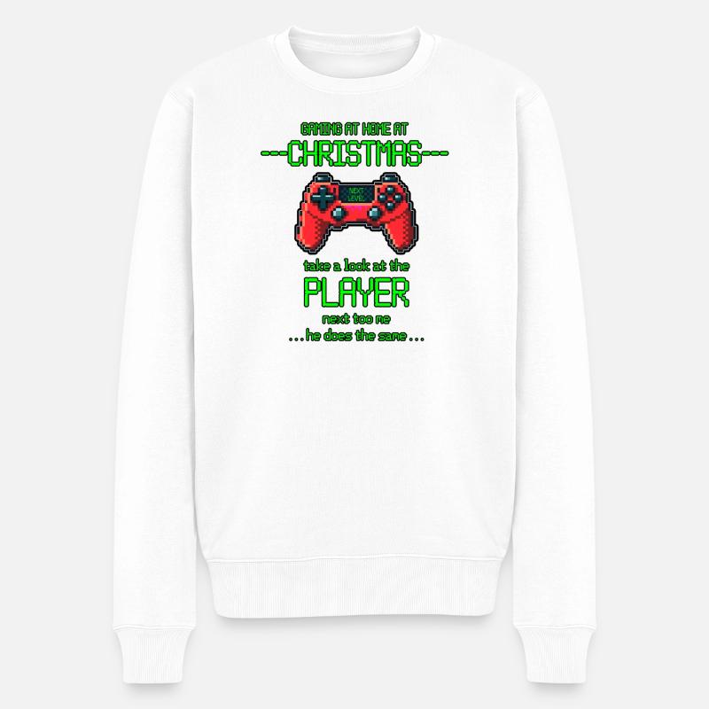 christmas gamer - Männer Premium Bio Pullover - Weiß