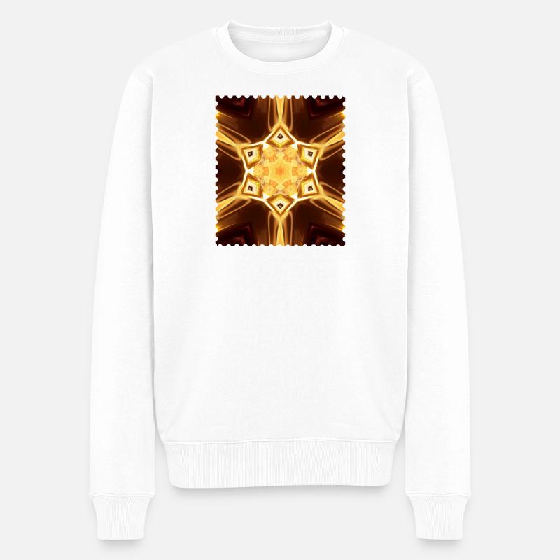 Goldenes Sternenmandala - Männer Premium Bio Pullover - Weiß